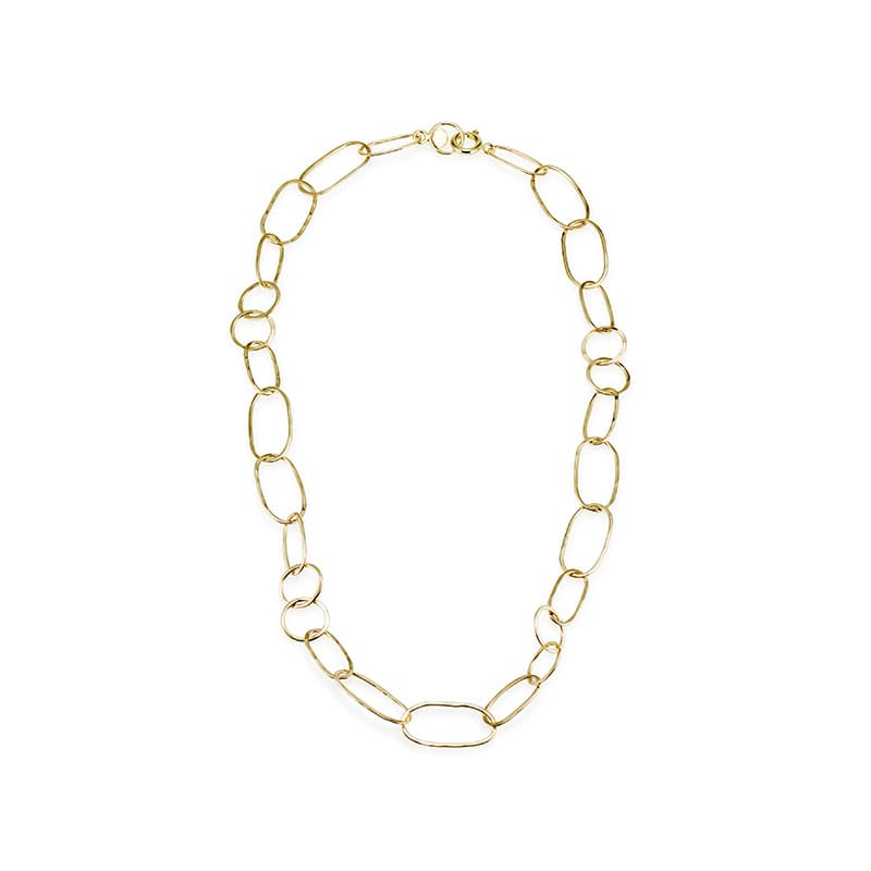 MLL-14Y-17-20 Large Hammered Multi Link Necklace